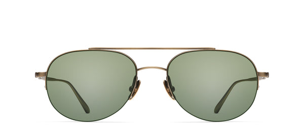 Aviator sunglasses with gold frame and green lenses